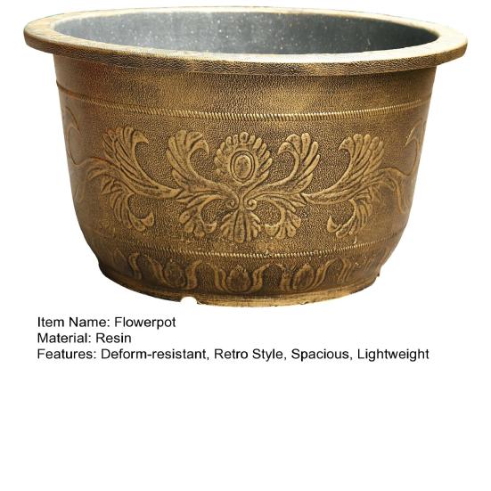 Large Flower Pot Thickened Plant Pot with Drainage Hole Retro Resin Lotus Planter for Indoor Outdoor Plants Home Gardening