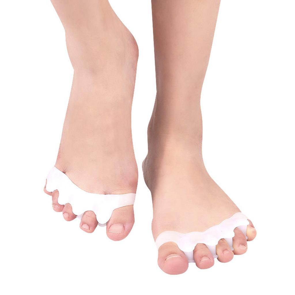 1 Pair Toe Separator Soft Stretchy Reusable Toe Spacer Bunion Corrector for Women Men White Adult