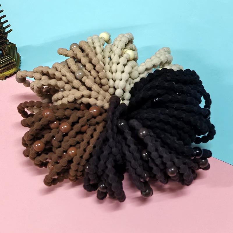 High Elastic Korean Style Hair Ties with Round Beads - Durable, Thickened Rubber Band Hair Accessories for Women