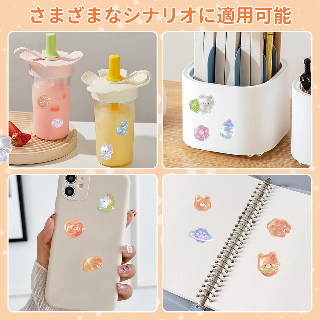 Pokmil 3D Decorative Stickers for Large Smartphone Gift Stickers, Pukupuku, 10-Piece Set, DIY, Sparkly, Cute, Girly, Drop-Shaped, Diaries, Crafts,