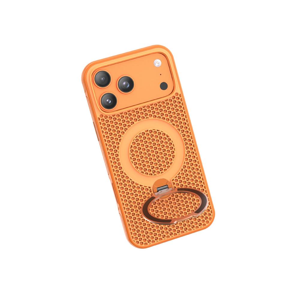 iPhone 17 Pro Max Cooling Mesh Case with Rotating Stand & Magnetic Suction for Apple 16/15 Anti-Drop Protection