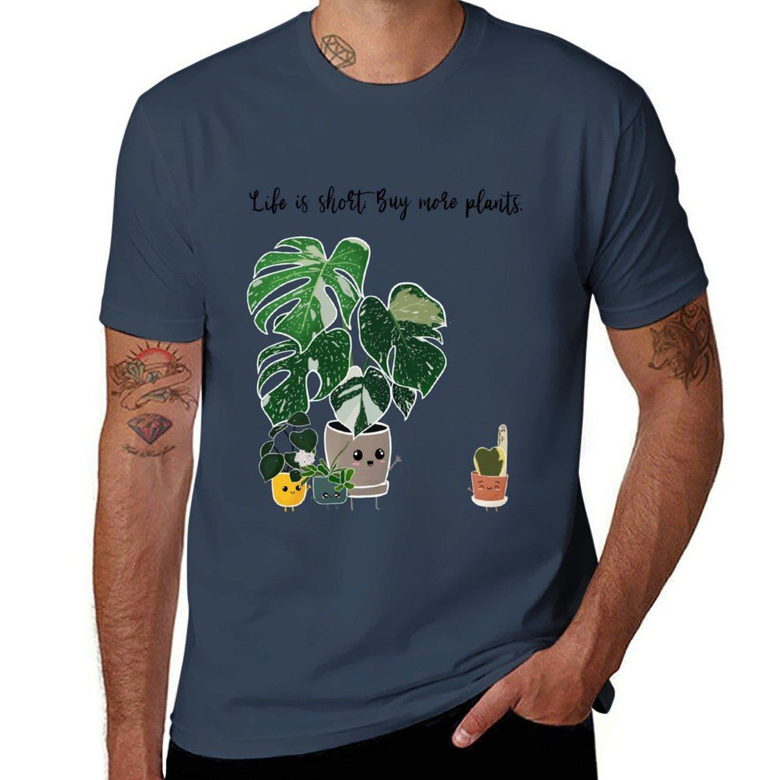 Life is short Buy more plants TShirt Basic Short Sleeve TShirt for Men S