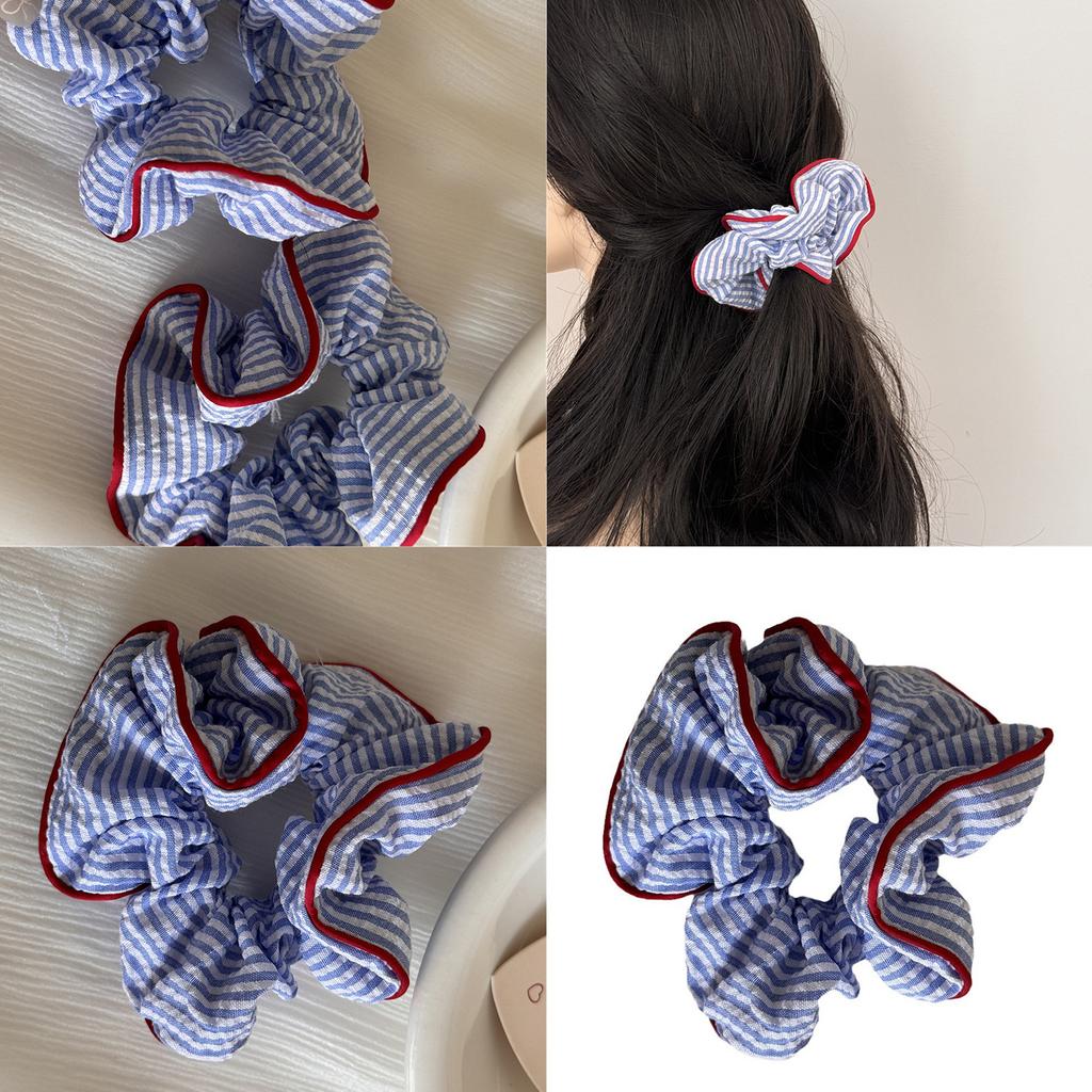 Elegant Striped Scrunchies Elastic Ponytail Hair Holder Wedding Hair Rope Big Buns Hair Elastics for Various Hairstyle