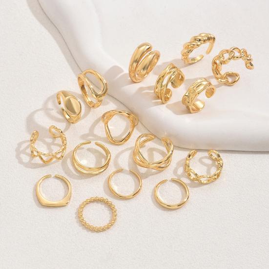1 Set Stackable Rings Set V-Shaped Geometric Finger Rings Flower Engraved