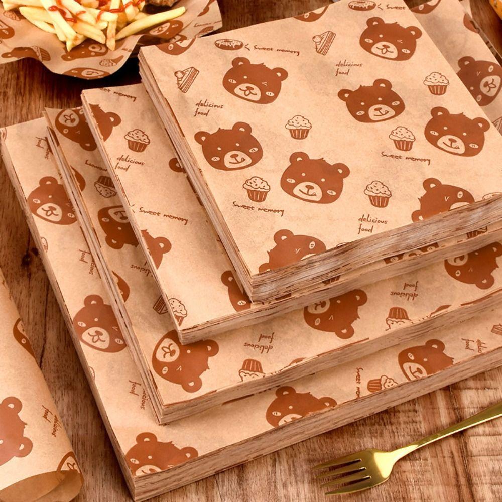 50PCS Food Grade Fried Food Wrapping Paper Oil Resistant Sandwich Packaging Paper Oil-Proof Paper