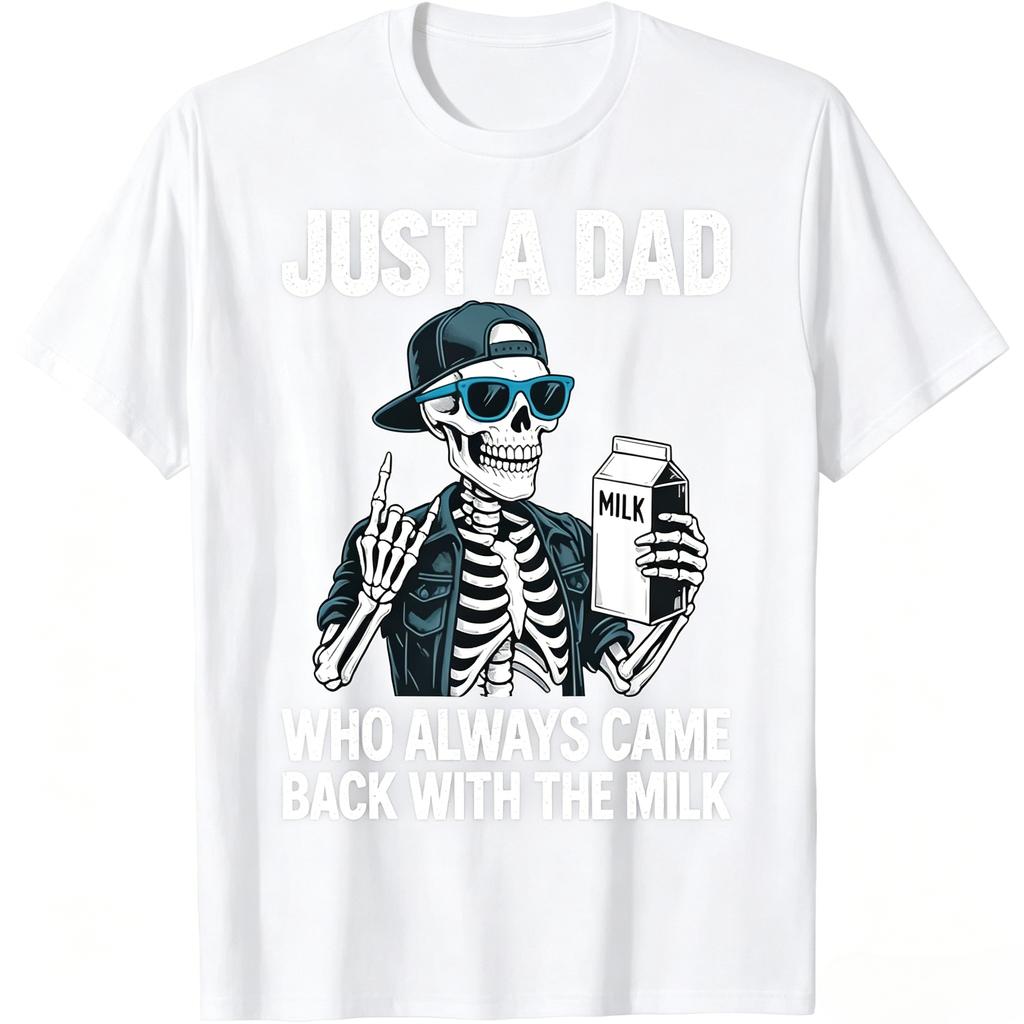 Funny Just A Dad Who Always Came Back With The Milk TShirt For Unisex Retro Dad Joke Graphic Tee With Milk Run Design Comfort
