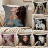 Singer MMiley Cyrus Cushion Cover Pillowcase Antidustmite Invisible Zipper Short Plush Sofa Cushion