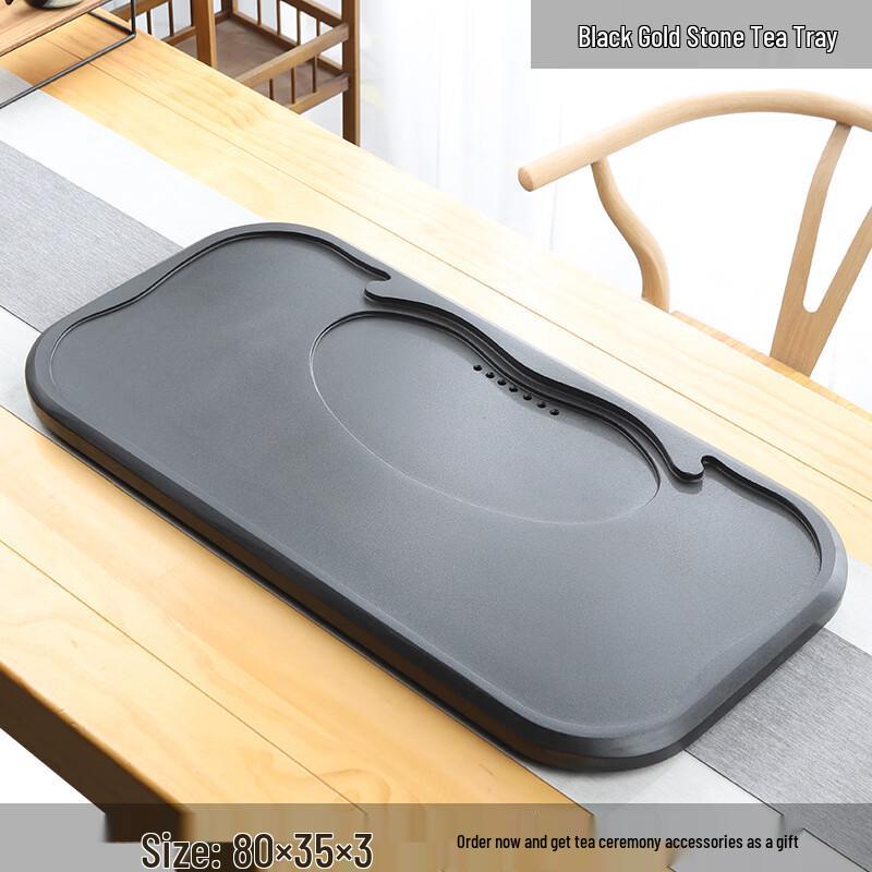 Handun Natural Black Gold Stone Tea Tray