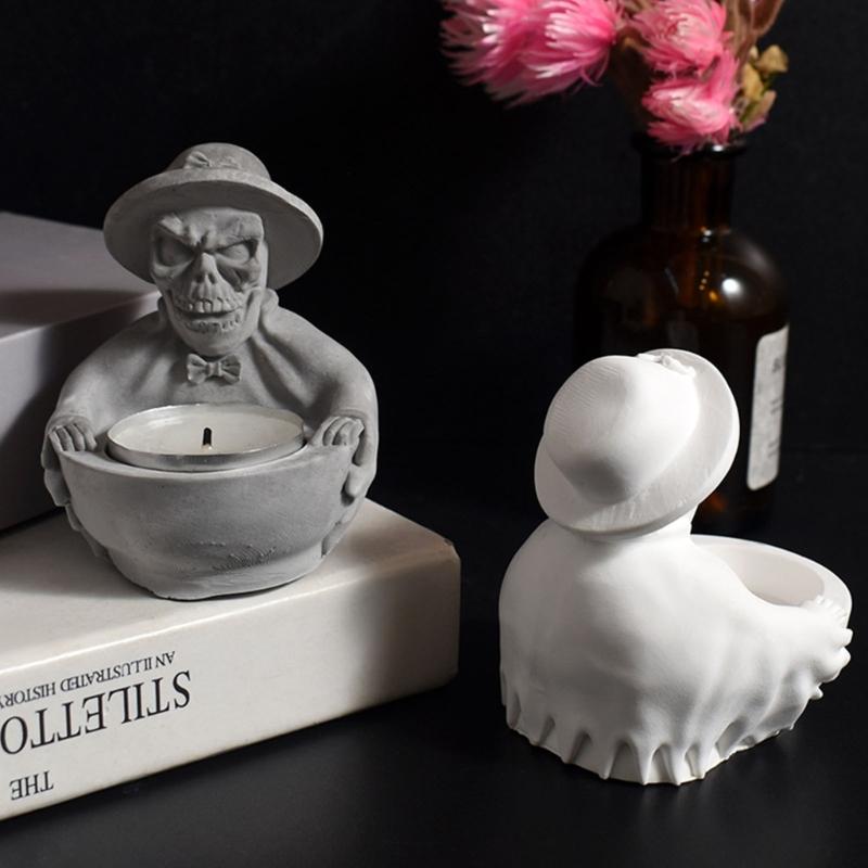 Halloweens Silicone Candle Mould With Witch Skull and Wizard Robe Designs for Crafting and Home Decoration