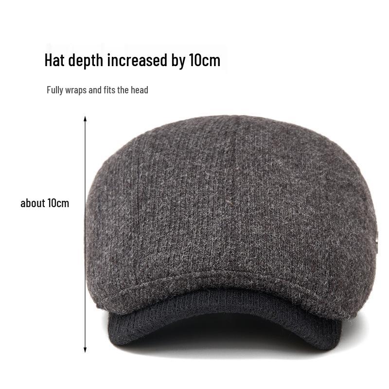 Men's Autumn & Winter Knitted Duckbill Cap with Velvet - Fashionable British Newsboy Beret