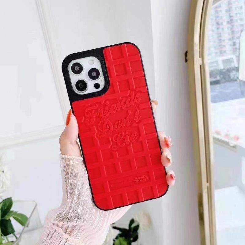 

3D Waffle Cookie Skin Silicone Phone Case for Apple 15 Pro iPhone 11 красный