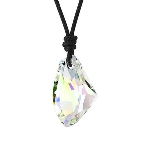 Fashion Men Women Faux Crystal Pendant Adjustable Rope Necklace Jewelry Gift