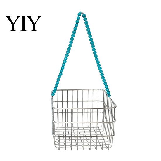 Hollow Grid Organizer Stainless Steel Storage Basket, Desktop And Wall Mount Placement Wire Bin Organizer, Breathable Metal for Kitchen Pantry