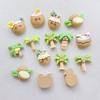 20Pcs Cute Cartoon Coconut, Coconut Tree Nail Art Resin Designer Charms DIY Craft For Nail 3D Decorations Jewelry
