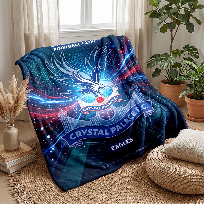 Couverture Flottante en Flanelle Imprimée Football Crystal Palace, Couverture Jetée Douce Chaude Légère pour Canapé Lit Camping
