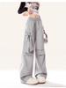 2024 Women's Gray Quick-Drying High-Waist Wide-Leg Cargo Pants
