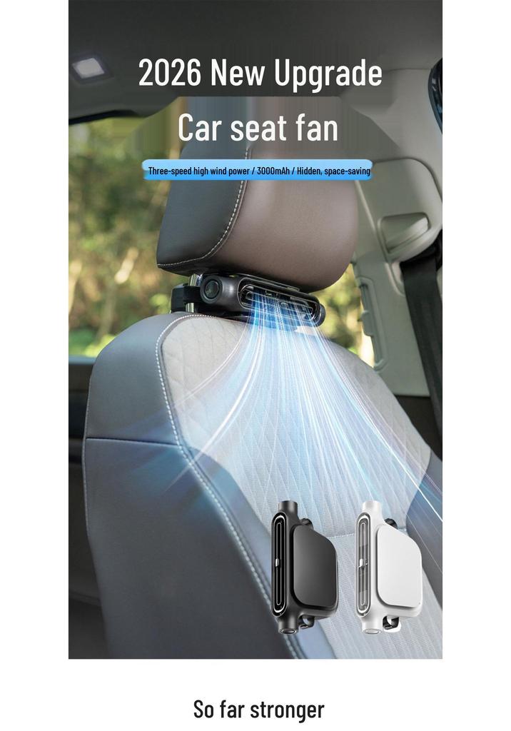 2026 Creative Dual-Turbine Leafless Car Seat Cooling Fan with USB Charging