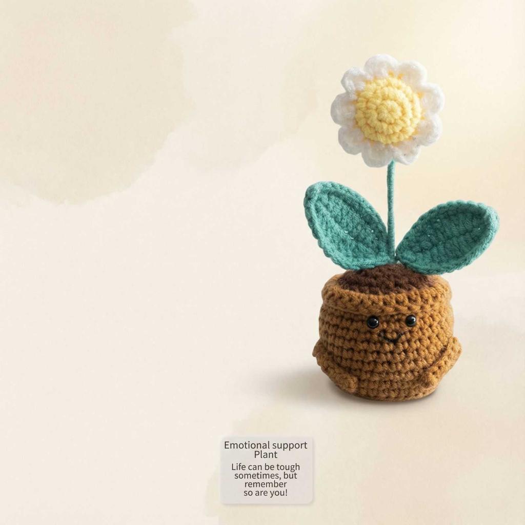Homemade Crocheted Plant Pots Creative Knitted Pots Cute Positive Encouragement Pots