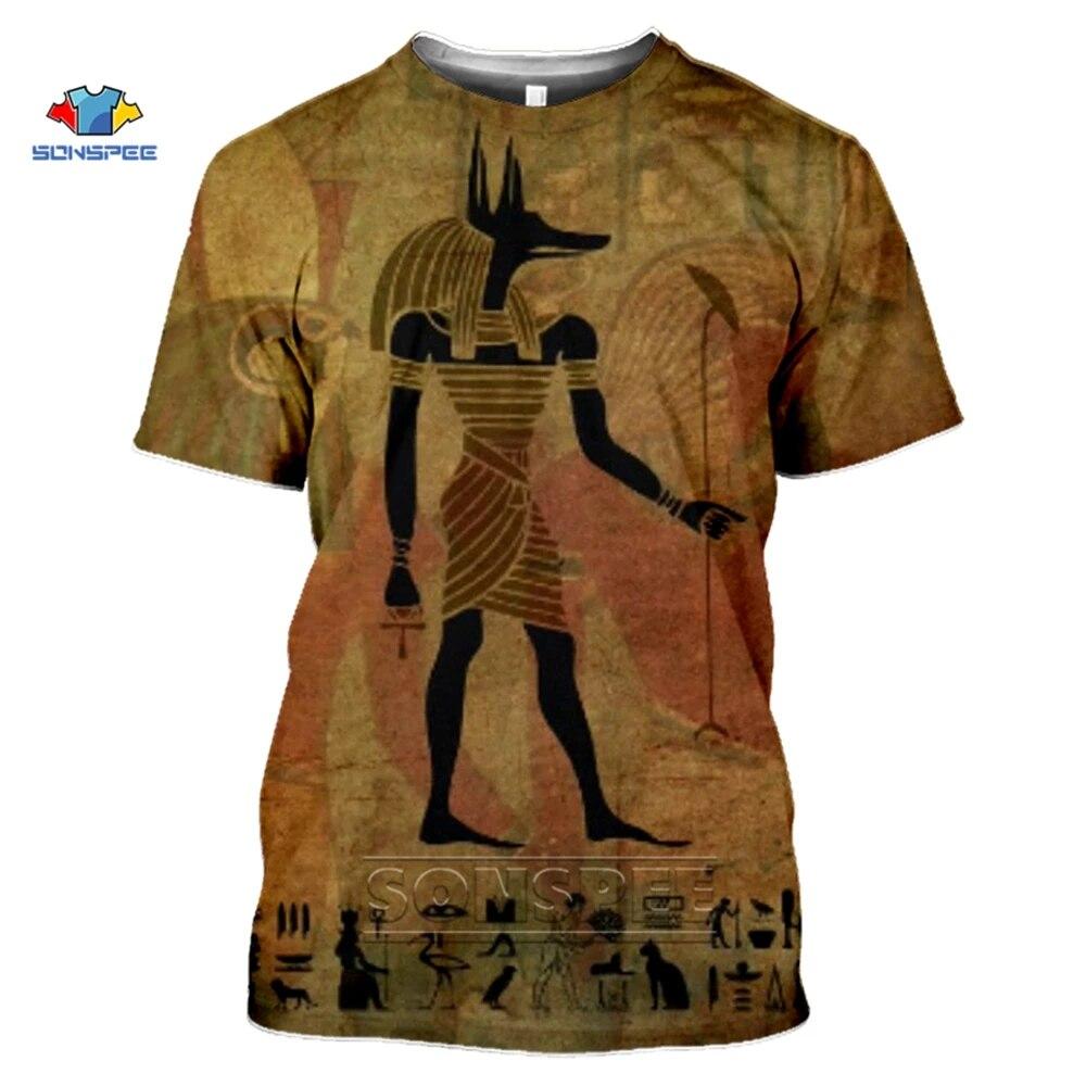SONSPEE 3D tričko s potiskem staroegyptští muži/ženy Vintage streetwear tričko mládež retro egyptské tričko letní top oblečení