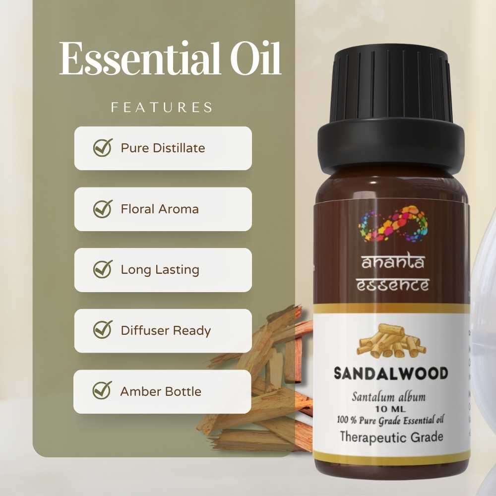 Kup 1, drugi za darmo Olejek Eteryczny Drzewo Sandałowe do Aromaterapii i Zapachu Domu | Olejek Eteryczny do Dyfuzora i Robienia Mydła