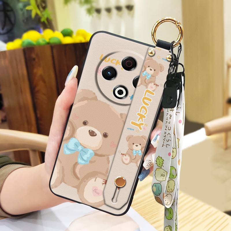 Lanyard Back Cover Phone Case For Tecno Spark30 4G/KL6 Phone Holder Dirt-resistant Anti-dust Fashion Design Durable Cute