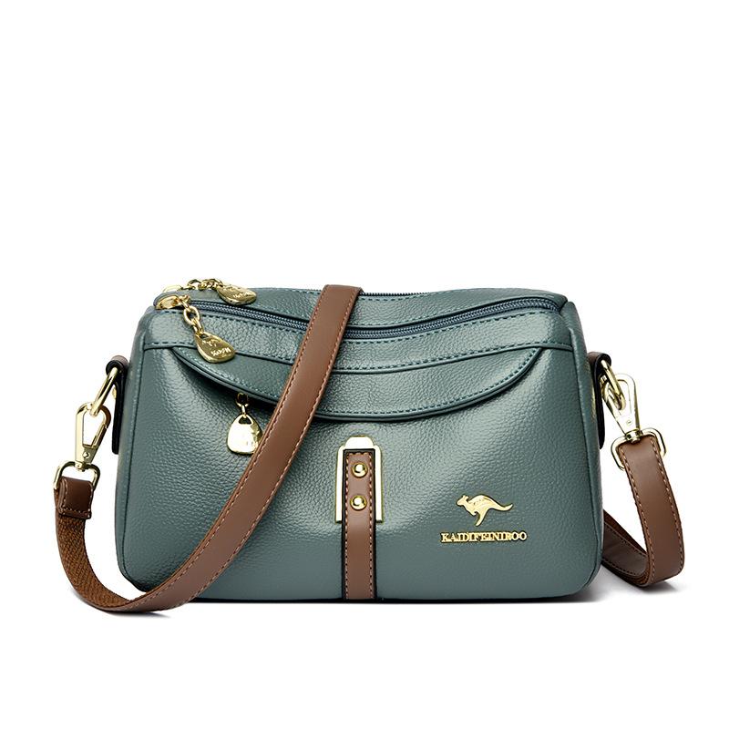 

A Fashionable and Trendy Handbag for Women, A Multi-layered Soft Leather Single-shoulder Crossbody Bag зелёный