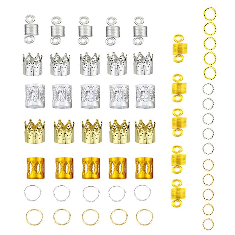 100Pcs/Set Hair Braid Dreadlock Beads Ring Extension Hair Clip Accessories