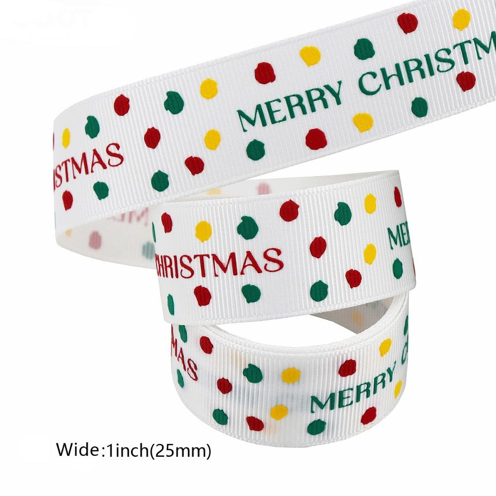 New 4.5 Meter Christmas Ribbon Ployester DIY Crafts Printing Ribbon Handmade Christmas Decoration Xmas Gift Wrapping Ribbon