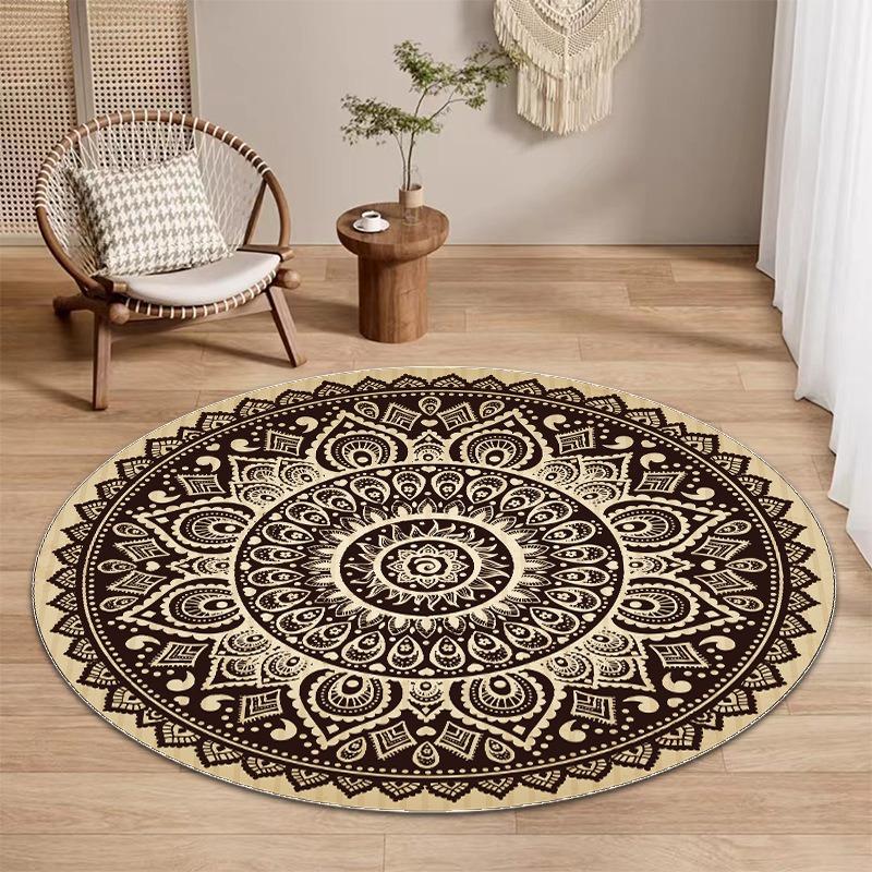 Classic Persian Ethnic Style Circular Carpet Carpet Image Floor Mat Circular Mats Living Room Bedroom Home Mat Home Decor Beauty