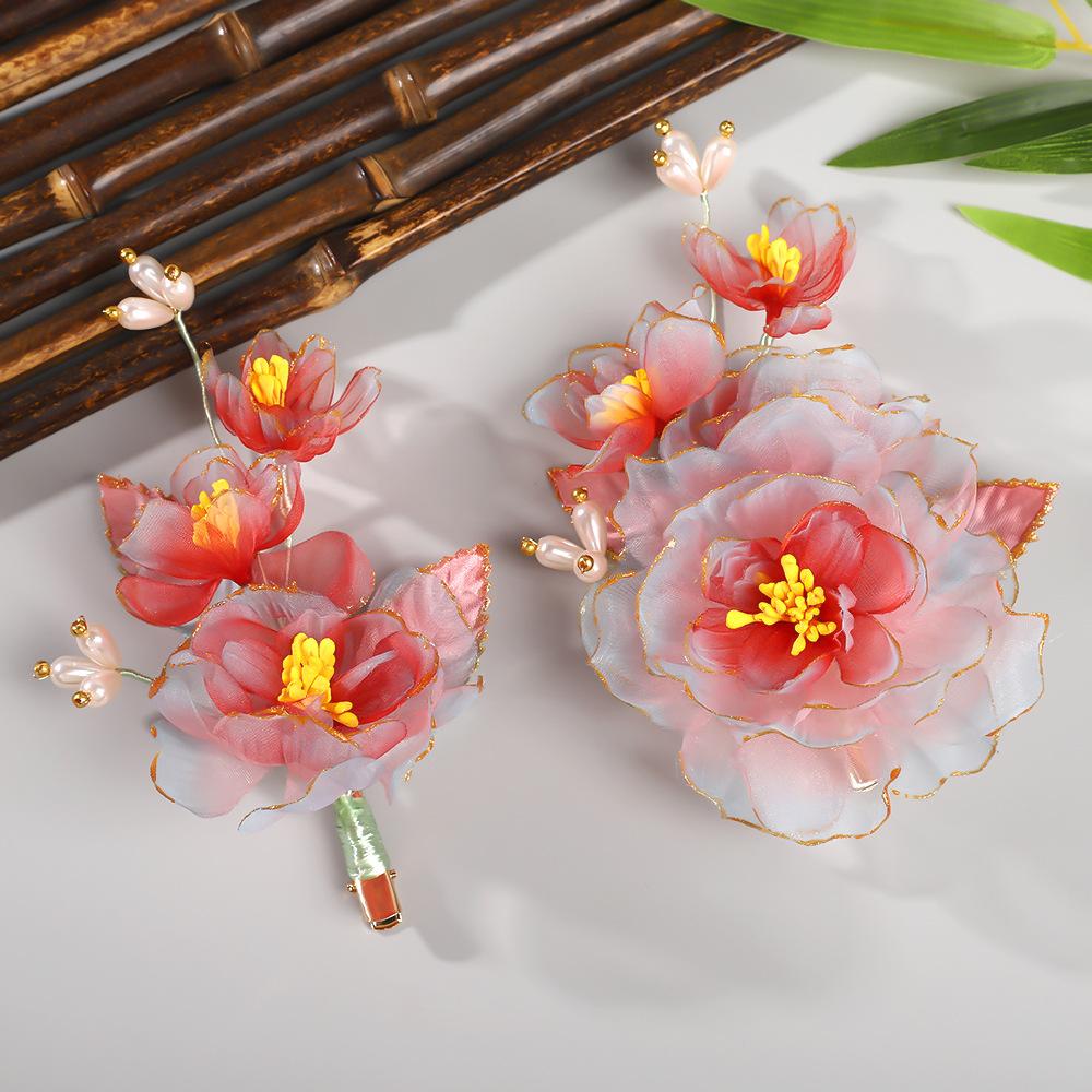 Flower Hair Clips Forks Chinese Hanfu Hair Accessories for Women Hairpin Fork Handmade Vintage Wedding Hair Jewelry Retro Crowns for Girl and Women
