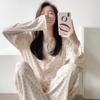 Retro Full Print Sweet Floral Pajamas Women's Summer Cardigan New Loose Loungewear Set Long Sleeve Spot