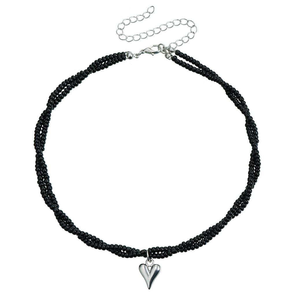 Jewelry Simple Design Double-Layer Crystal Love Pendant High-End Necklace Female