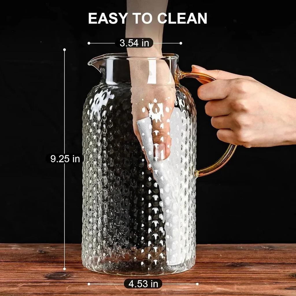 Glass Pitcher Glass Pitcher with Lid High Borosilicate Glass Heavy Duty Water Pitcher for Cold/Hot Drinks Iced Tea Juice Milk