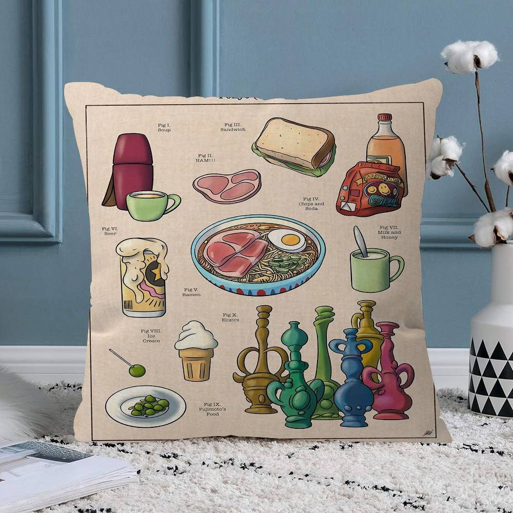 Studio G Hibli Treats Japanese Food Pillowcase Toon Gift Cushion Cover Bedroom Home Sofa Chair Seat Decor Pillow Case