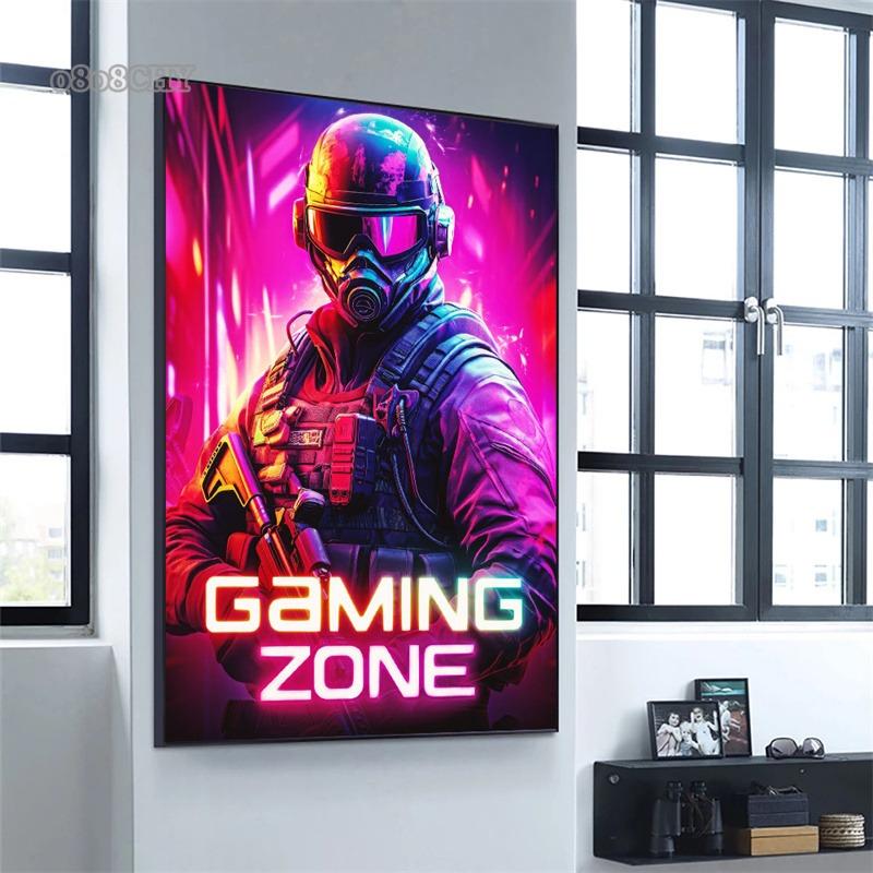 Smoczy Zabójca Kosmiczna Zbroja Strefa Gracza Plakaty Płócienne Wydruki Sztuka Ścienna Obrazy Nowoczesna Sypialnia Gracza Pokój Esports Dekoracje Prezenty