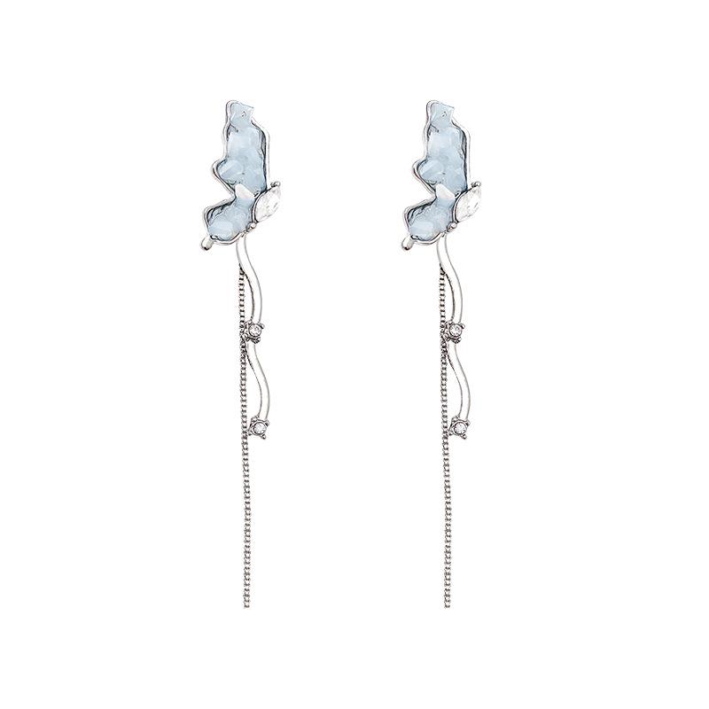 Boucles d'oreilles pendantes papillon haut de gamme en argent S925 pour femmes