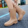 New Rain Shoes Women's Bundle Water Shoes Fashion Medium Tube Rain Boots Students Wear Work Waterproof Glue Shoes Women