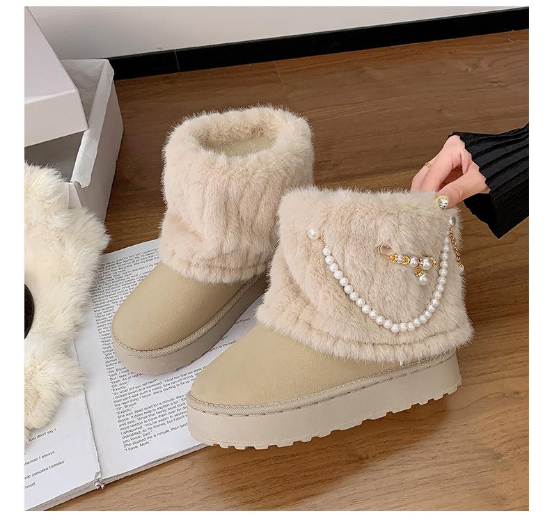 

Mao Mao snow boots women s new autumn and winter muffin thick-soled casual velvet warm cotton shoes women s boots 43 хаки