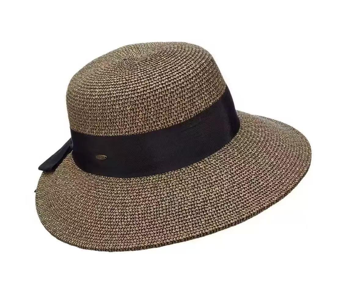 

American Straw Sun Hat with Exquisite Bow, UPF 50+ Protection - Perfect for Outdoor Travel and Beach кофейный