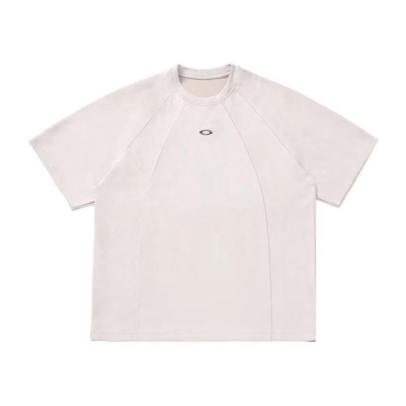 HTTAOSUP American Niche Design Suede Short Sleeve T Men's and Women's Summer Loose Fit Couple's Versatile T-Shirt
