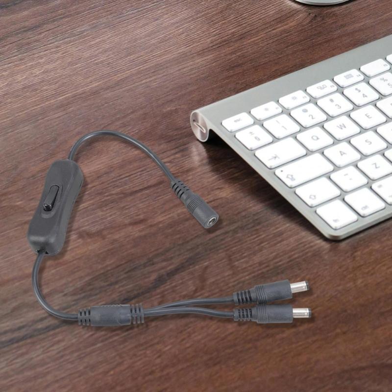 DC5521 Y Splitter Power Cable 5.5x2.1mm Female to 2 Male Extension Switcher for CCTV LED Light Bar 37CM