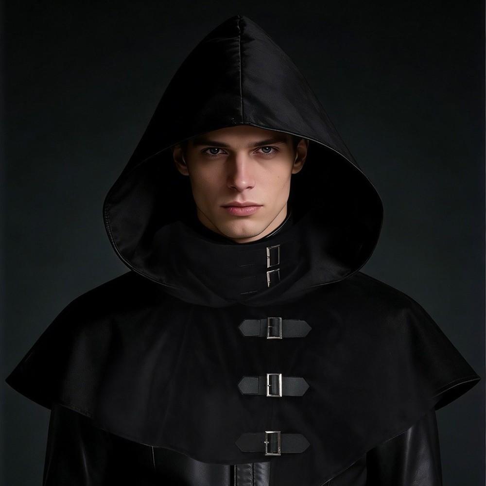 Capucha Estilo Medieval con Capucha y Sombrero Capa Étnica Cosplay Bufanda Performance Escénica