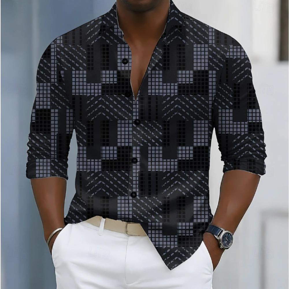 Men's Stripe Printed Long Sleeve Shirts Casual Cardigan New Button Holiday Fashion Shirts