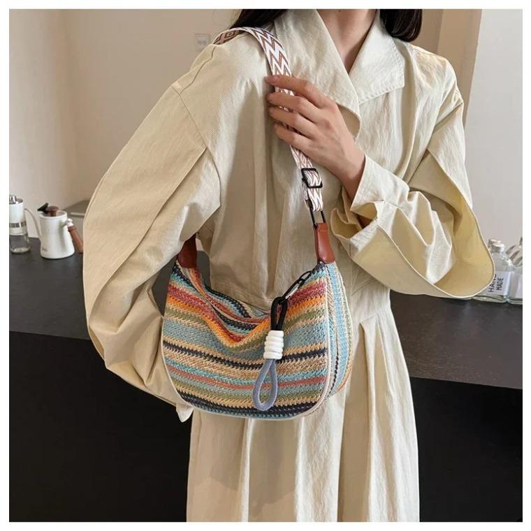 Rainbow Style Armball Bag New Fashion Feminine Small Bag Fresh Design Large Capacity Shoulder Crossbody Daily Commute