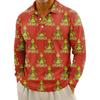 Men's Casual Christmas Print Button Long Sleeve Shirt