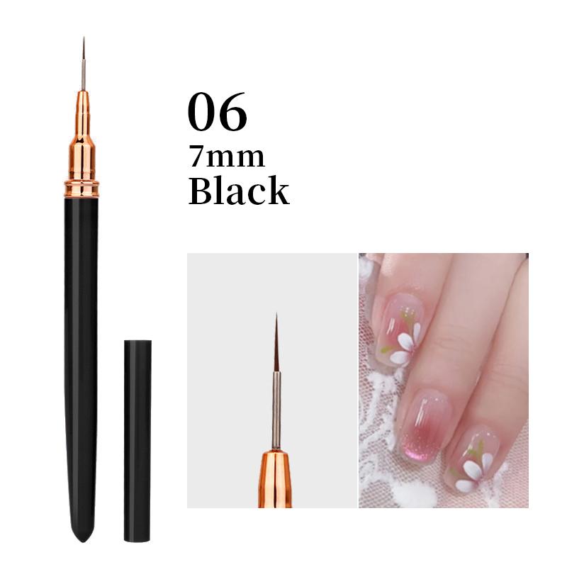 7/9/11/15/25mm Nail Brush Acrylic French Stripe Line 1Pcs Pink Black UV Gel Painting Pen Carved Nail Art Liner Brush For Manicur