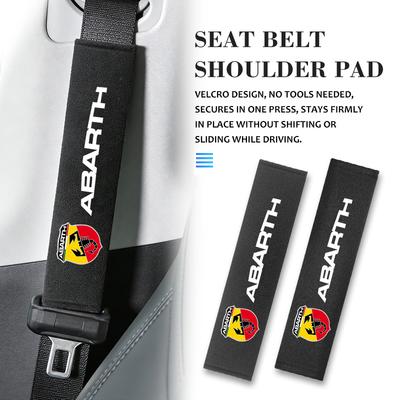For Abarth 1/2pcs Ice Silk Car Styling Emblem Leather Seat Belt Cover Accessories FIAT Bravo Cronos Ducato Doblo Freemont Idea