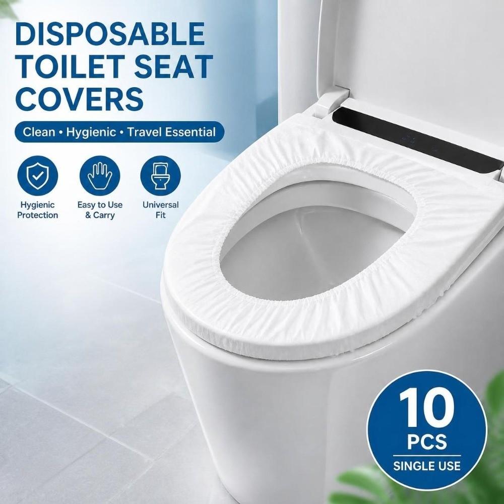 10pcs Double Layer Disposable Toilet Seat Cover Non-woven Fabrics Portable Toilet Cover Hotel