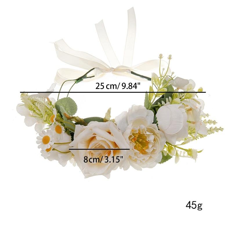 Bride Flower Headband Floral Garland Headpiece Bohemian Flower Crown Headband Boho Bridal Flower Wreath Hair Hoop