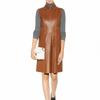 Stylish Handmade Casual Formal Wear BROWN Genuine Lambskin Leather Women's Dress